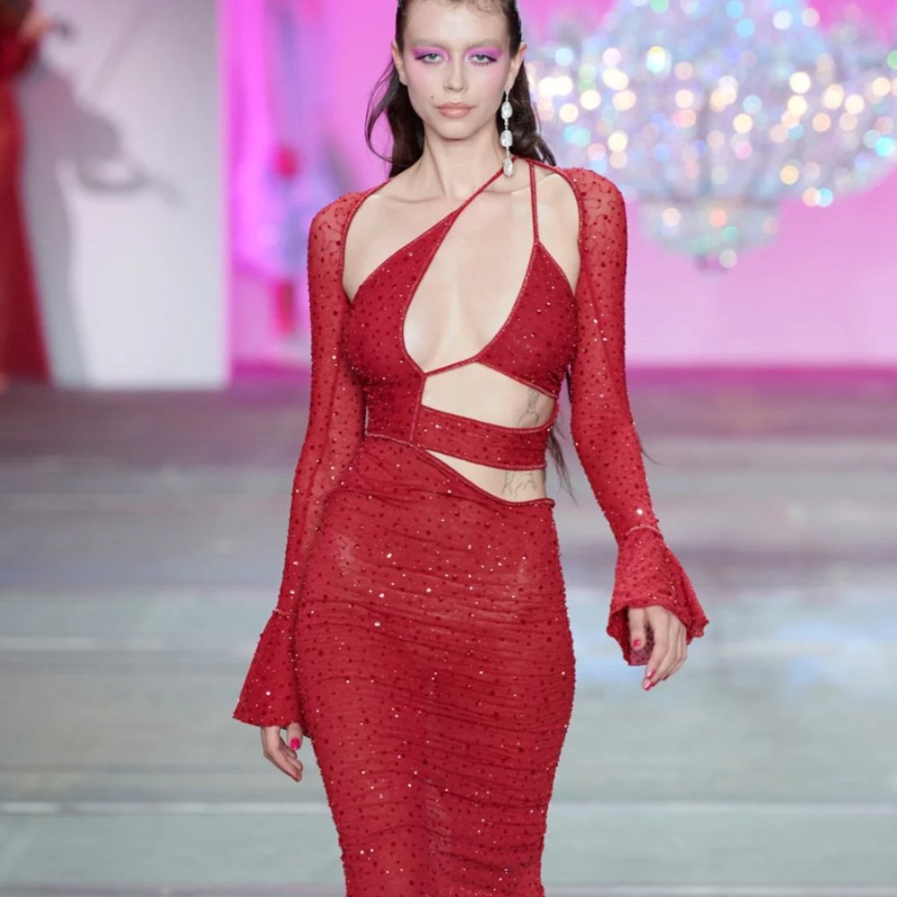 Dyspnea Red Strapped Dress & Shrug